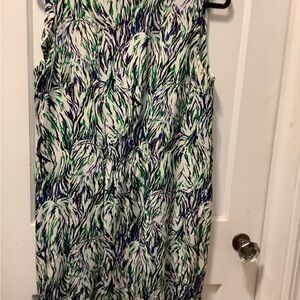 Stella McCartney White Dress with Blue, Green & Black Abstract Print